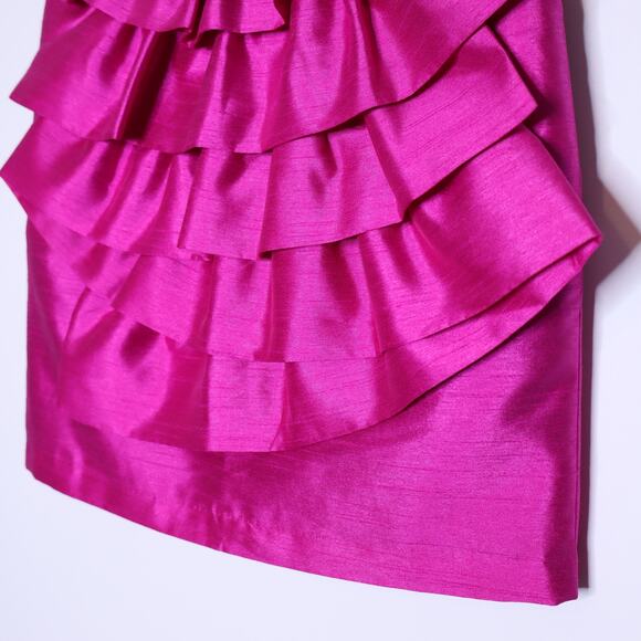 FUMBLIN' FOE Ruffle Front Skirt Fuchsia Pink Pencil Mini Length Women's XS - Picture 3 of 12